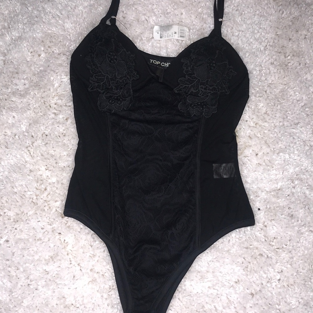 Black lace body suite